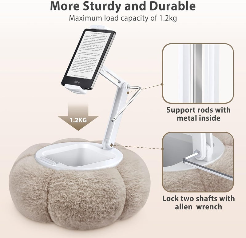 CreaDream Pumpkin Tablet Pillow Stand Holder for Kindle iPad, Adjustable Phone Pillow Stand for Lap Bed with Detachable Snack Bowl, Compatible with 4.7"-13" Tablet, iPad, iPhone, Samsung Tabs, Kindle - Image 2